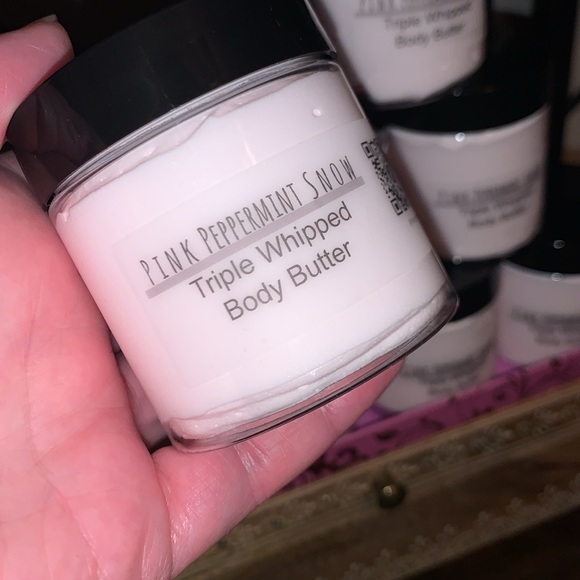 Handcrafted Pink Peppermint Snow Triple Whipped Body Butter Made Small Batches - Picture 7 of 15